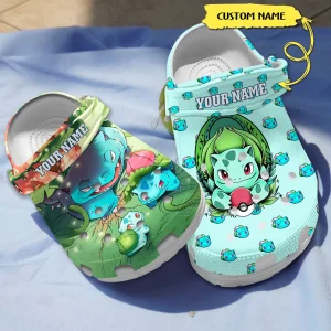 GZD2808305custom mockup 2 jpg, Personalized Bulbasaur Pokemon Cute Design Light Green Crocs, Fast Delivery Worldwide, Green, Limited Edition, Personalized