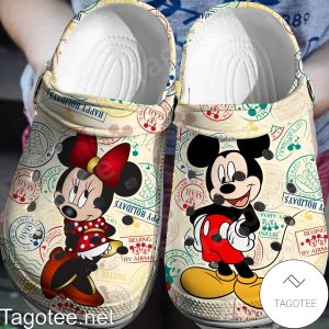 Mickey Mouse And Minnie Mouse Happy Holidays Crocs Clogs
