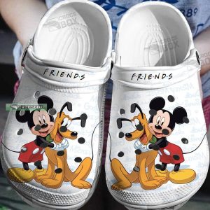 Mickey Mouse And Pluto White Crocs 1, Mickey Mouse And Pluto Comfort Sandals Clogs Unisex White Crocs, Comfort, Unisex, White