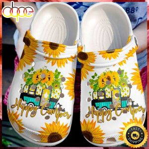 NFL Football Sports Happy Camper Sunflower Crocs Clog Shoes 1