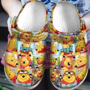 Winnie The Pooh Themed Crocs Sho removepics, So Cute Winnie The Pooh Face Unisex Comfortable Crocs, Comfortable, Cute, Unisex