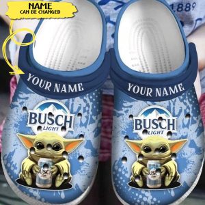 busch 5, Cute Baby Yoda And Busch Light Clog Classic Unisex Crocs, Easy To Clean!, Classic, Cute, Unisex