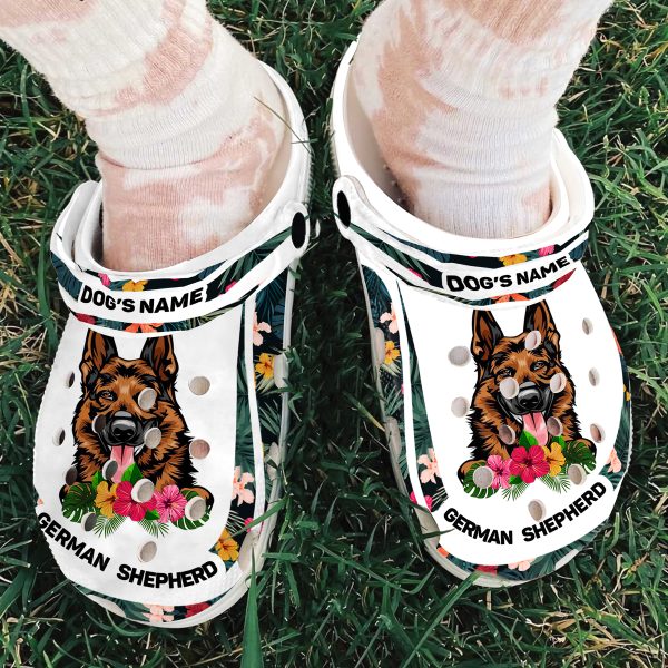 download 26, Lightweight Non-slip And Breathable German Shepherd With Customized Dog Name Crocs, Fast Shipping!, Breathable, Customized, Non-slip