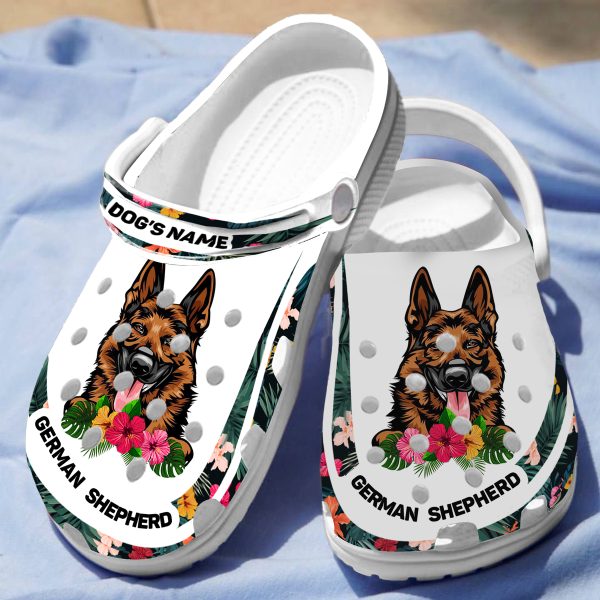 download 28, Lightweight Non-slip And Breathable German Shepherd With Customized Dog Name Crocs, Fast Shipping!, Breathable, Customized, Non-slip