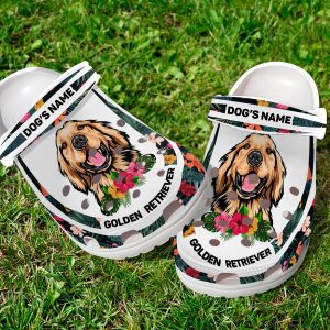 download 37, Lightweight Non-slip And Breathable “Golden Retriever” With Customized Dog Name Crocs, Quick Delivery Available!, Breathable, Customized, Non-slip