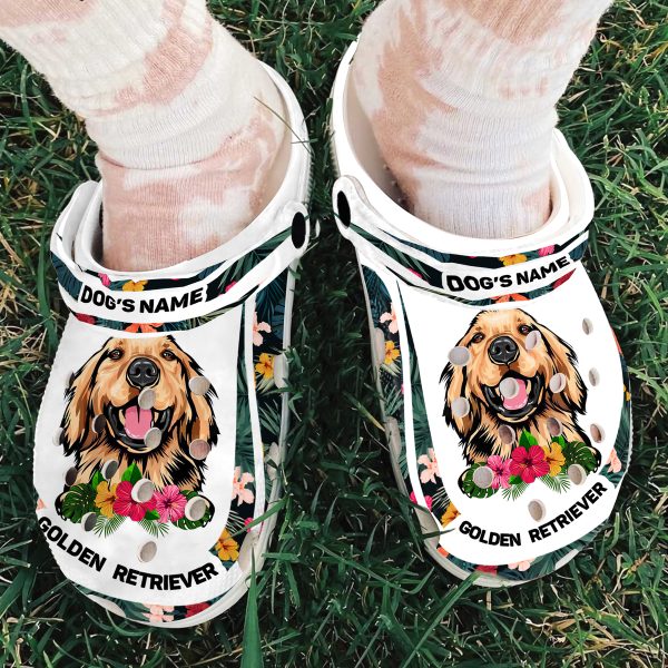 download 38, Lightweight Non-slip And Breathable “Golden Retriever” With Customized Dog Name Crocs, Quick Delivery Available!, Breathable, Customized, Non-slip