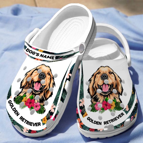 download 40, Lightweight Non-slip And Breathable “Golden Retriever” With Customized Dog Name Crocs, Quick Delivery Available!, Breathable, Customized, Non-slip