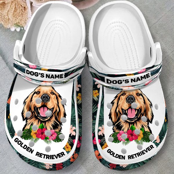 download 41, Lightweight Non-slip And Breathable “Golden Retriever” With Customized Dog Name Crocs, Quick Delivery Available!, Breathable, Customized, Non-slip