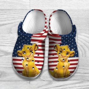 f6c05a2e bed1 4414 9ebe 211bbbfd0470, Simba Lion King With US Flag Comfort Adult Crocs, Easy To Clean!, Adult, Comfort