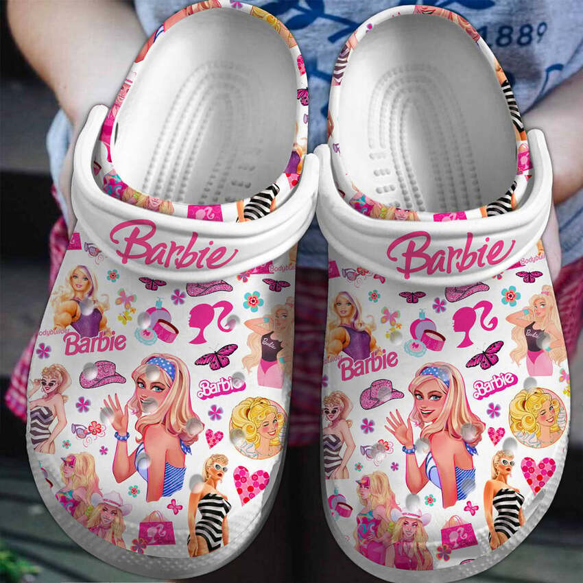footwearmerch barbie movie premium crocs crocband clogs shoes comfortable for men women and kids cwgte