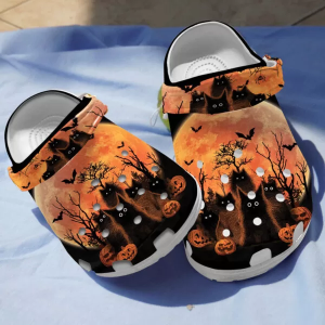 image 10, Become Unique With Our Unisex Water-resistant Cats And Pumpkins In The Moonlight Crocs, Suitable For Halloween Activity, Unisex, Water-Resistant