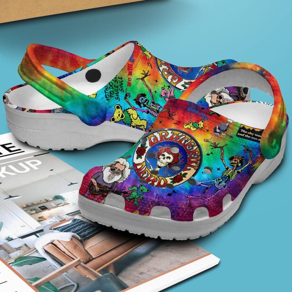 image 104 1 1, Breathable And Water-resistant Grateful Dead Band Colorful Tie Dye Pattern Crocs, Order Now for a Special Discount!, Breathable, Colorful, Water-Resistant