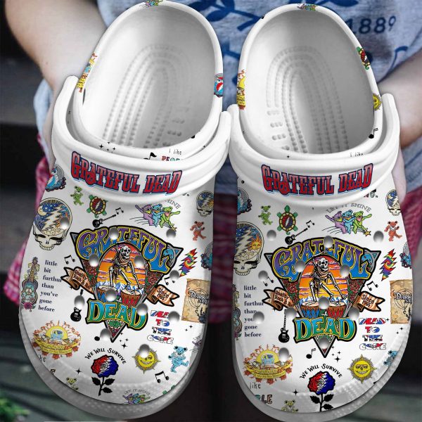 image 115 3, Brighten Up Your Day, Lightweight And Non-slip, Love Grateful Dead Music Band White Crocs, Easy to Buy!, Non-slip, White