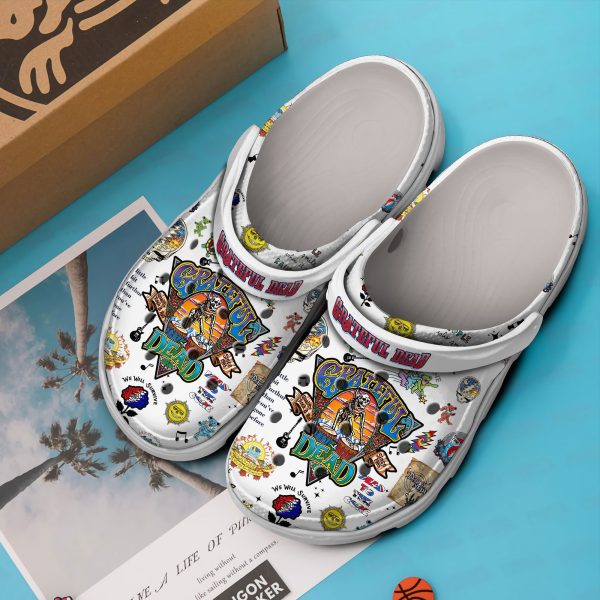 image 116 2, Brighten Up Your Day, Lightweight And Non-slip, Love Grateful Dead Music Band White Crocs, Easy to Buy!, Non-slip, White