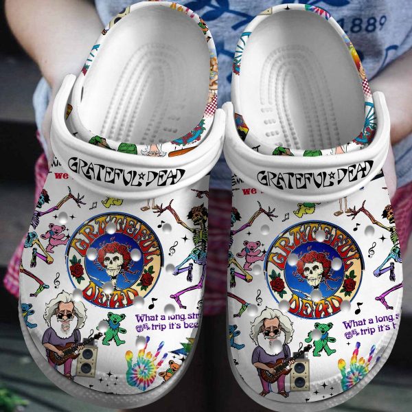 image 128 1, Special Design Durable And Breathable Dancing Bears Grateful Dead Music Band On The White Crocs, Perfect For Fans, Easy to Buy!, Breathable, Durable, Special, White