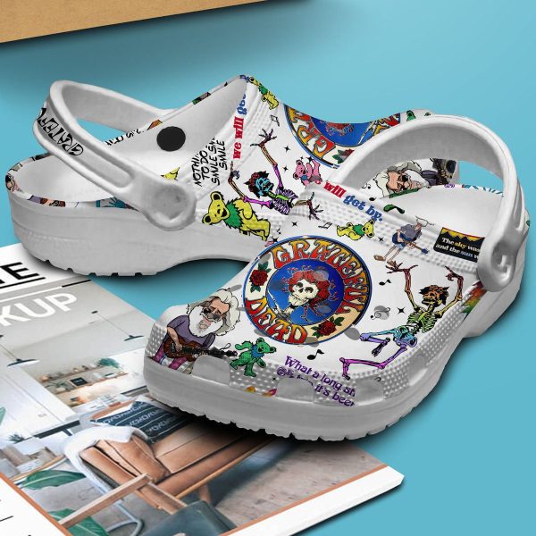 image 130 2, Special Design Durable And Breathable Dancing Bears Grateful Dead Music Band On The White Crocs, Perfect For Fans, Easy to Buy!, Breathable, Durable, Special, White