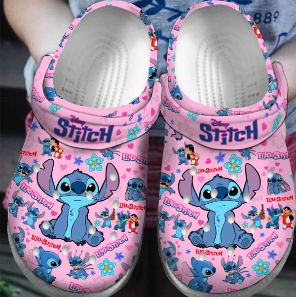 image 135 2 1, Disney Lilo & Stitch Floral Pink Crocs, Ideal Footwear for Kids And Adults, Adult, Kids, Pink