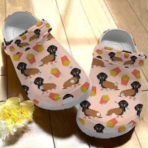 image 135, New Design Water-Resistant And Cute Dachshund And Yummy Fast Food Crocs, Easy to Clean!, Cute, New Design, Water-Resistant