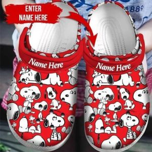 image 152 1, Cute Snoopy Pattern Red Crocs Shoes, Cute, Red