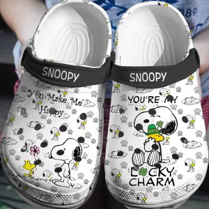 image 161 1, You Make Me Happy, You’re My LuckY Charm St. Patrick’s Day Funny Snoopy Crocs, Funny