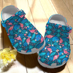 image 166, Lightweight, Non-slip Flamingo In The Tropical Forest Crocs, Animal Print Clogs, Non-slip