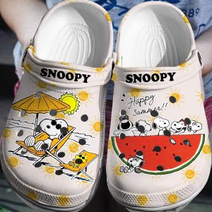 image 168 1, Happy Summer Snoopy Crocs Shoes, Water-proof Shoes For Many Activities, Water-proof