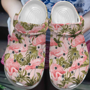 image 173, Adult’s Soft Flamingo And Tropical Leaves Crocs, Order Now For A Special Discount, Adult, Soft