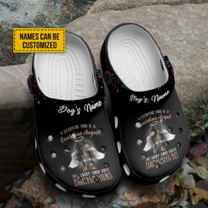 image 189, Black Personalized And Classic Your Guardian Angel Dachshund Crocs, Gift for Dog’s Mom And Dog’s Dad, Black, Classic, Personalized