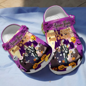 image 2, Cool Lightweight Addams Family Halloween Night Purple Crocs, Cool, Purple, Unisex