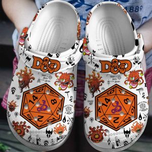 image 219 1, Dungeons And Dragons Orange Pattern Crocs With High-quality EVA Sole!, Orange