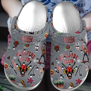 image 252, Stranger Things Hellfire Club Grey Crocs For Adult, Adult