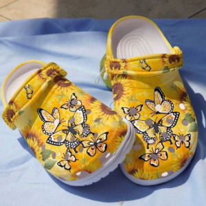image 37, Beautiful Butterflies With Sunflower In the Sunlight Crocs, Beautiful, Yellow