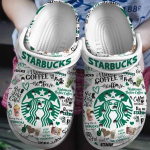 image 388, Non-slip Adult Starbucks Coffee White Unisex Crocs – Easy To Clean!, Adult, Non-slip, Unisex, White