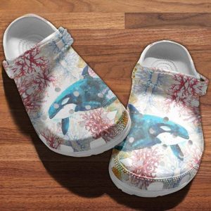 image 46 117, Orca Whale Watercolor Classic Clogs, Amazing Tie Dye Crocs For Adult, Classic, Unisex