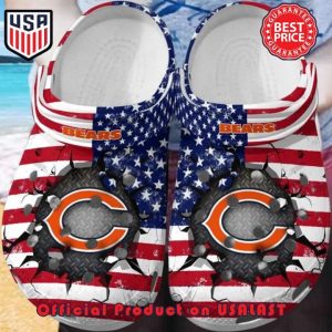 image 46 34, Chicago Bears With USA Flag Clogs, Comfort Crocs For Adult, Adult, Comfort