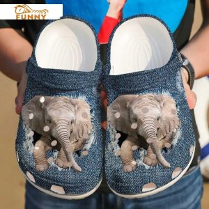 image 46 48, New design Elephant Clogs With Jean Pattern Adult Crocs, Adult, New Design