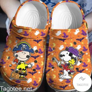image 46 86, Cute Charlie Brown And Snoopy Halloween Trick Or Treat Unisex Comfort Crocs, Comfort, Cute, Unisex