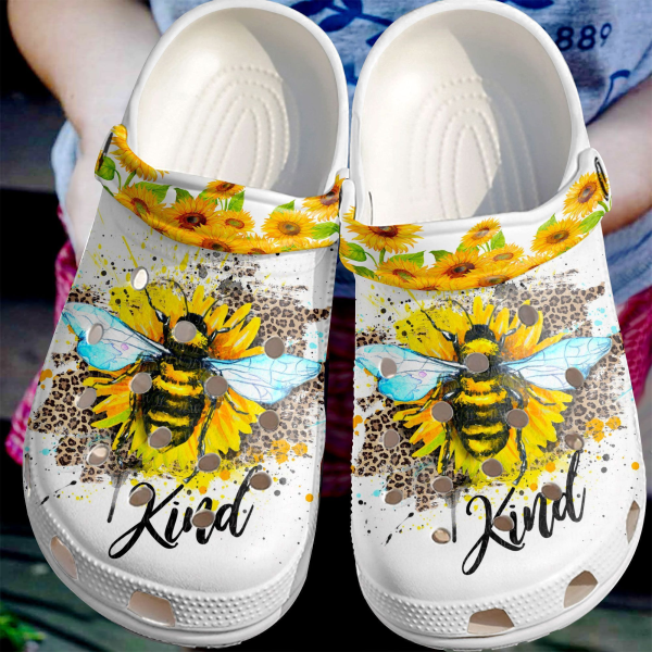 image 5 1, Beautiful and Water-Resistant Bee Kind With Sunflower Crocs For Women, Beautiful, Water-Resistant, Women