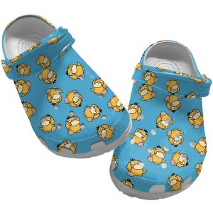 image 51 1 1, Funny Pokemon Psyduck Pattern Blue Crocs, Easy To Clean, Blue, Funny