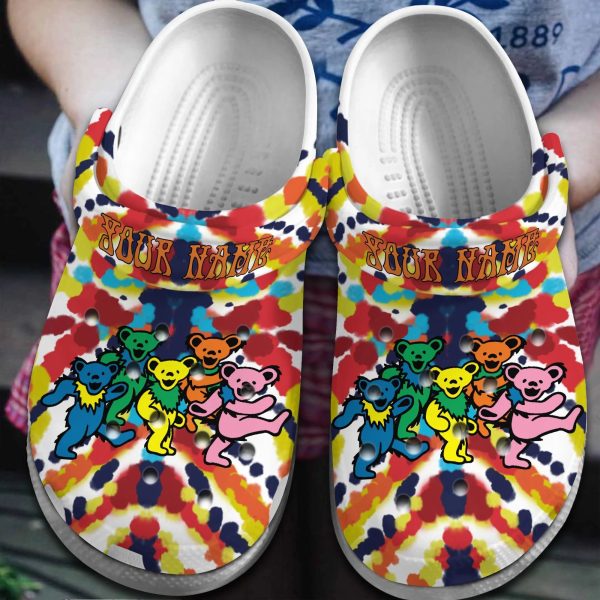 image 527, Classic Breathable And Water-Resistant Grateful Dead Dancing Bears Crocs, Fun And Safe for Outdoor Play!, Breathable, Classic, Water-Resistant