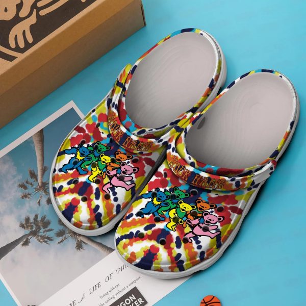 image 528, Classic Breathable And Water-Resistant Grateful Dead Dancing Bears Crocs, Fun And Safe for Outdoor Play!, Breathable, Classic, Water-Resistant
