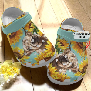 image 53, Personalized Funny Highland Cow With Sunflower Crocs For Outdoor Activity, Outdoor, Personalized