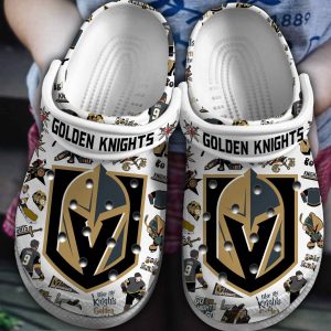 image 546, Lightweight Non-slip And Durable Vegas Golden Knights Team White Crocs, Safe for Outdoor Play!, Durable, Lightweight, Non-slip, White