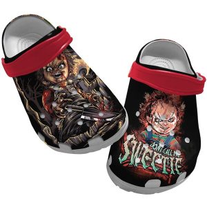 image 563, Crocs Classic Lined Clogs Red & Black, Horror Halloween Chucky Crocs, Black, Classic, Lined, Red