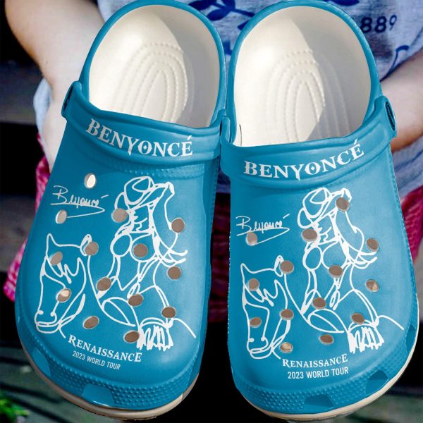 image 76 1 1, Adult Unisex And Good-looking Beyonce Singer Music Art On The Blue Crocs, Safe for Outdoor Play, Easy to Clean!, Adult, Good-looking, Unisex