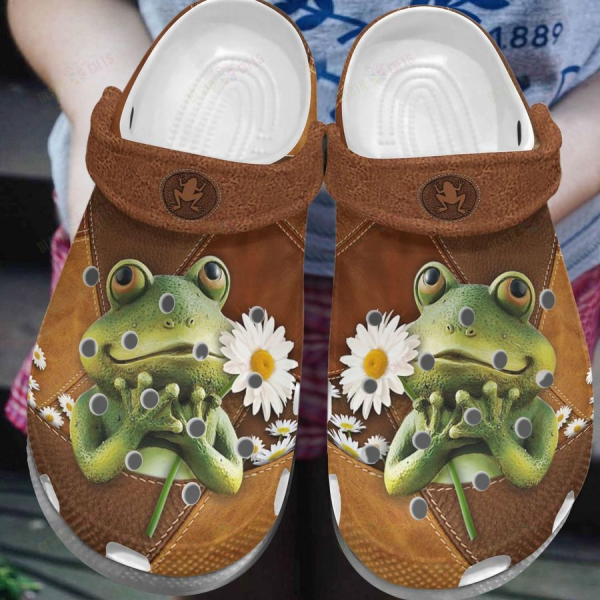 image 9 1, New design Happy Green Frog And Fresh Daisy 3D Crocs, New Design