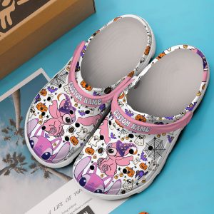 image 99 1, Personalized Adorable Disney Angel Halloween Pink Crocs For Kids And Adults, Easy To Clean!, Adult, Kids, Personalized, Pink