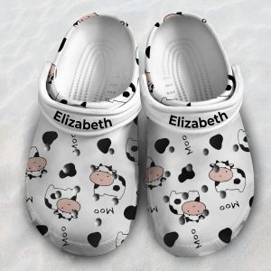 image 3, Customized Cute Dairy Cow Moo Print Water-proof Crocs, Water-proof