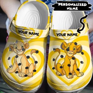 personalized lion king crocs 1, Personalized Yellow Lion King Comfort Adult Crocs, Easy To Clean!, Adult, Comfort, Personalized, Yellow