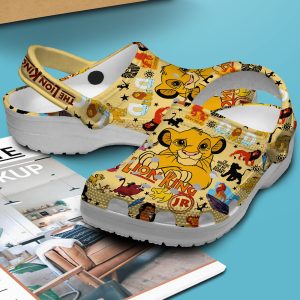 the lion king cartoon movie crocs crocband clogs shoes comfortable for men women and kids sportwearmerch exclusive gvugv, Amazing The Lion King Yellow Comfort Adult Crocs, Easy To Clean!, Adult, Comfort, Yellow